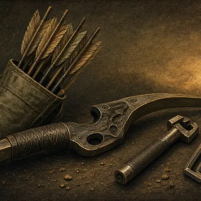 Illustration of arrow wrench and tools
