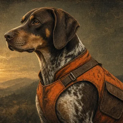 Illustration of dog blaze orange vest