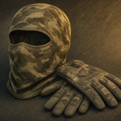 Illustration of face mask & gloves