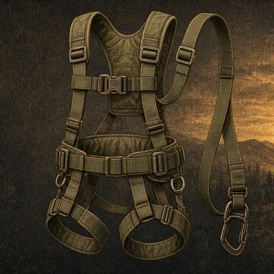 Illustration of tree stand safety harness