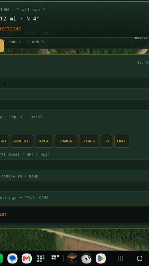 Your World Hunt screenshot: Trail cam setup with SpyPoint and Reveal sync